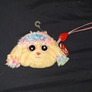 TY Plush Dog Coin Purse Pink Rainbow